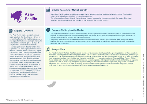 サンプル2：アジア太平洋のロボティクス・アズ・ア・サービス（RaaS）市場：用途別、エンドユーザー別、タイプ別、国別 - 分析と予測（2025年～2035年）