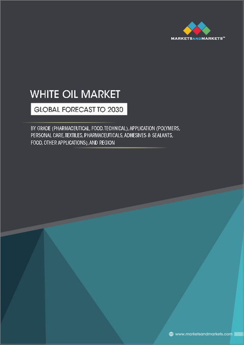 表紙：ホワイトオイルの世界市場 (～2030年)：グレード (医薬品・食品・テクニカル)・用途 (ポリマー・パーソナルケア・繊維・医薬品・接着剤&シーラント・食品)・地域別