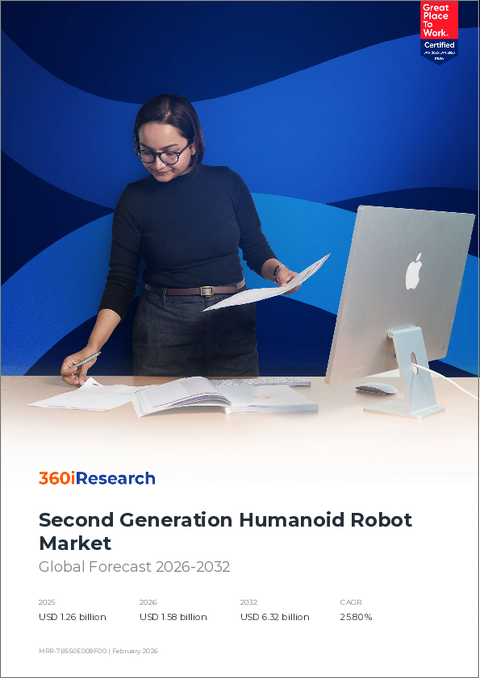 表紙：第2世代ヒューマノイドロボット市場：製品タイプ、技術、自由度、ペイロード容量、提供、用途、エンドユーザー別、世界予測、2026年～2032年