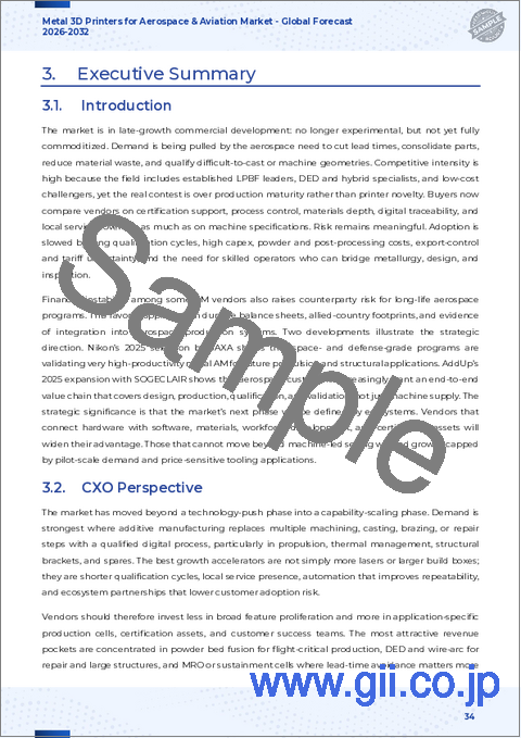 サンプル2：航空宇宙・航空市場向け金属3Dプリンター：技術別、材料別、部品タイプ別、価格帯別、用途別－2026-2032年世界市場予測