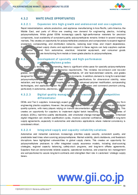 サンプル1：ポリオキシメチレンの世界市場：タイプ別、グレード別、加工技術別、最終用途産業別、地域別 - 2030年までの予測