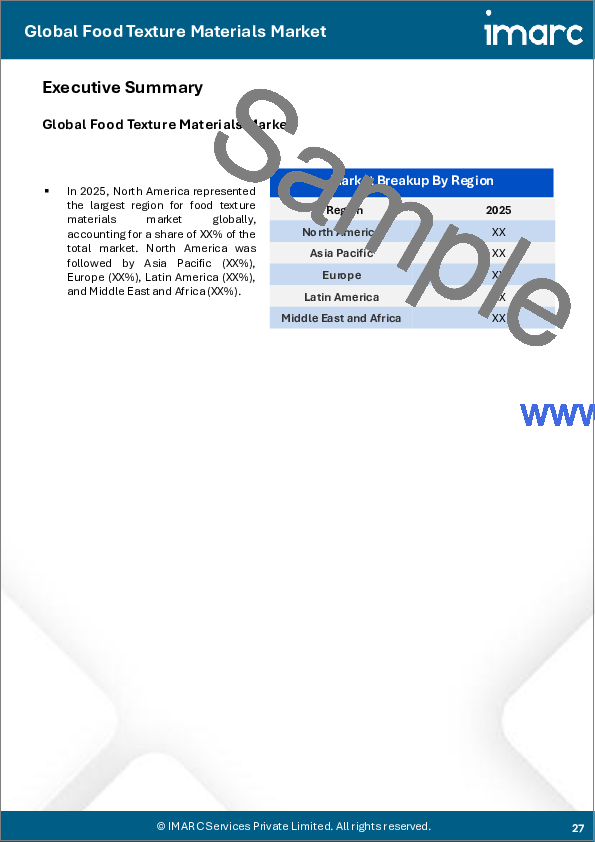 サンプル2：食品テクスチャー素材市場レポート：機能別、用途別、地域別（2026年～2034年）