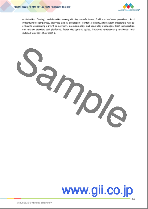 サンプル2：デジタルサイネージの世界市場：オファリング別、製品タイプ別、ディスプレイサイズ別、設置場所別、用途別、最終用途別、企業規模別、地域別 - 2030年までの予測