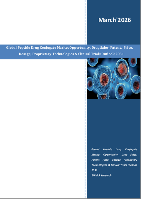 表紙:ペプチド薬物複合体の世界市場:市場機会、薬剤売上、特許、価格、投与量、独自技術および臨床試験の展望(2031年)