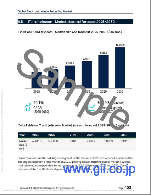 サンプル2：電子廃棄物リサイクルの世界市場 2026年～2030年
