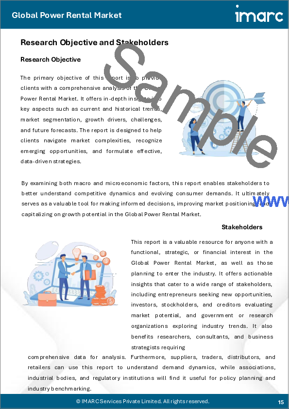 サンプル1：発電機レンタル市場の規模、シェア、動向および予測：燃料種別、機器種別、出力、用途、最終用途産業、および地域別、2026年～2034年