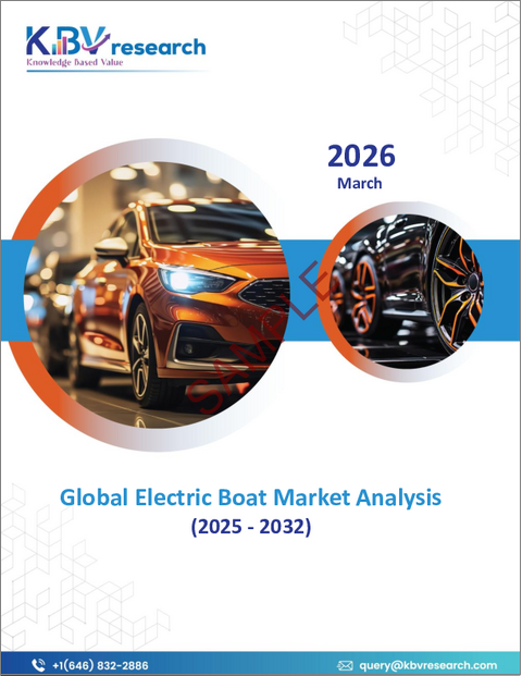 表紙：電動ボートの世界市場規模、シェア、業界分析レポート：ボートタイプ別、バッテリータイプ別、用途タイプ別、地域別展望および予測、2025年～2032年
