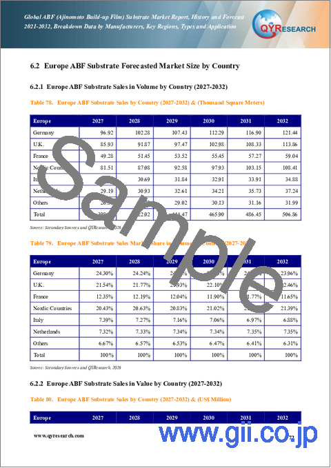 サンプル2：世界のABF（味の素ビルドアップフィルム）基板市場レポート：過去実績と2021年～2032年の予測