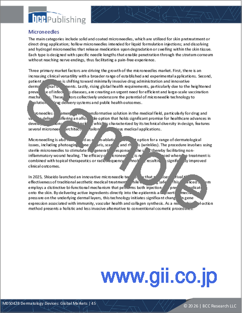 サンプル1：皮膚科用医療機器：世界市場